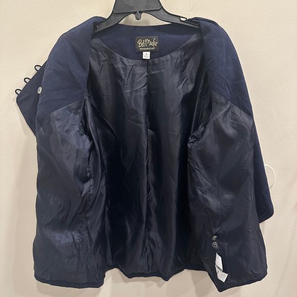 Vintage Bob Mackie Wearable Art Navy Embroidered Asymmetrical Button Jacket 1X - Picture 3 of 10